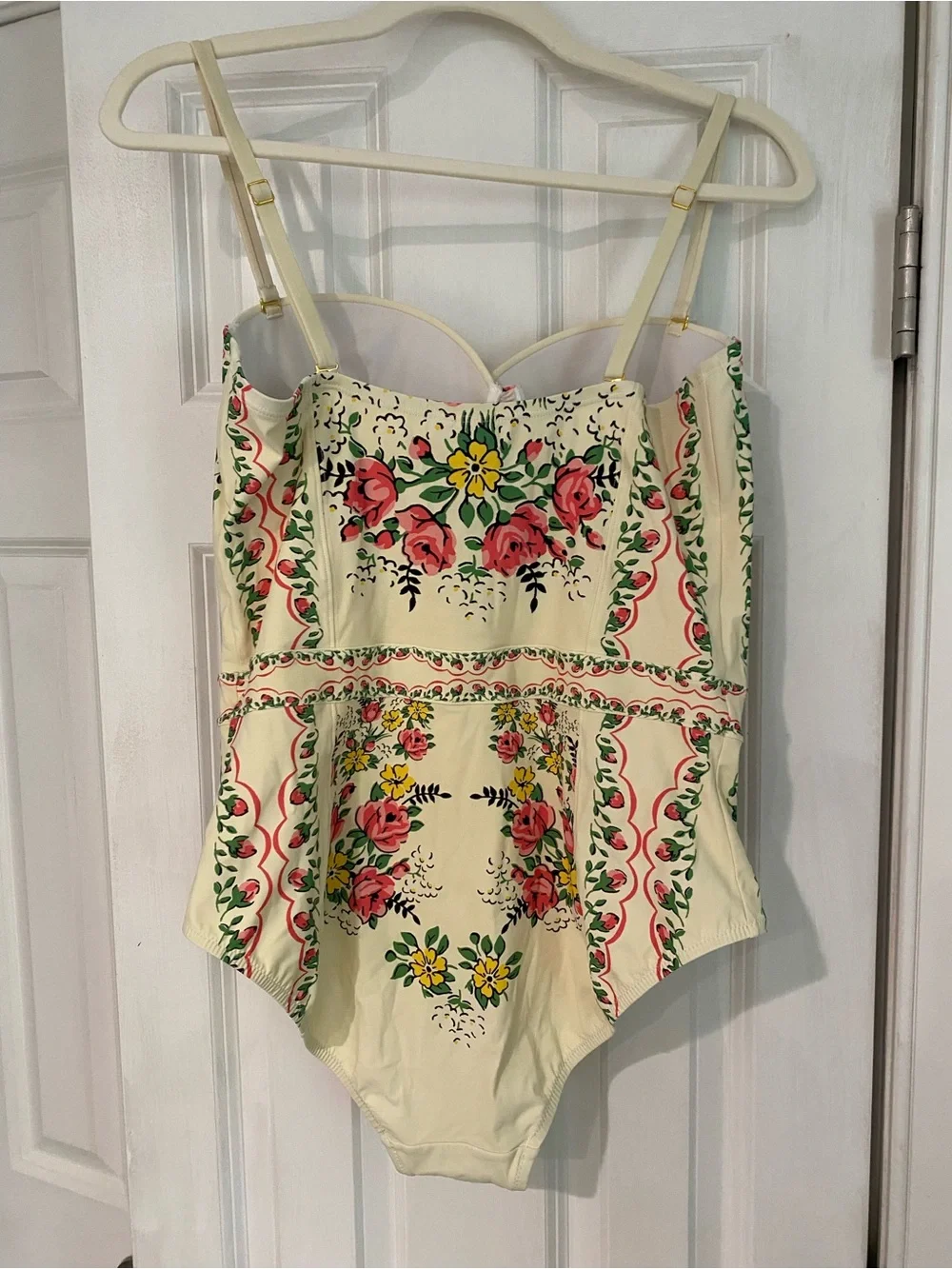 Tory Burch Cream One-Piece Swimsuit with Pink & Yellow Floral Motif - Picture 2 of 2